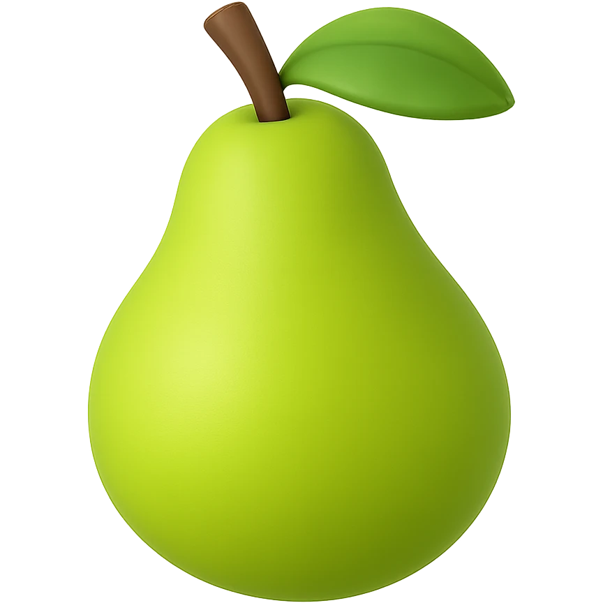 Create a 3D pear emoji in the color #d1e232, matching the style of the reference image, with a transparent background. emoji