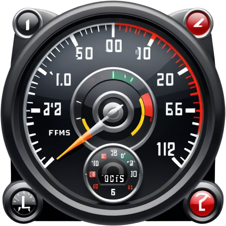 An icon showing a racing game interface, inspired by Grand Turismo. The design features a garage with a selection of high-performance cars, along with race track visuals in the background. Speedometer, lap timer, and other HUD elements add to the excitement. Transparent background emoji