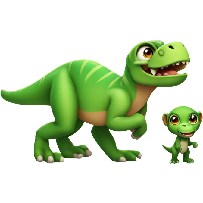 a cute monkey and a trex emoji
