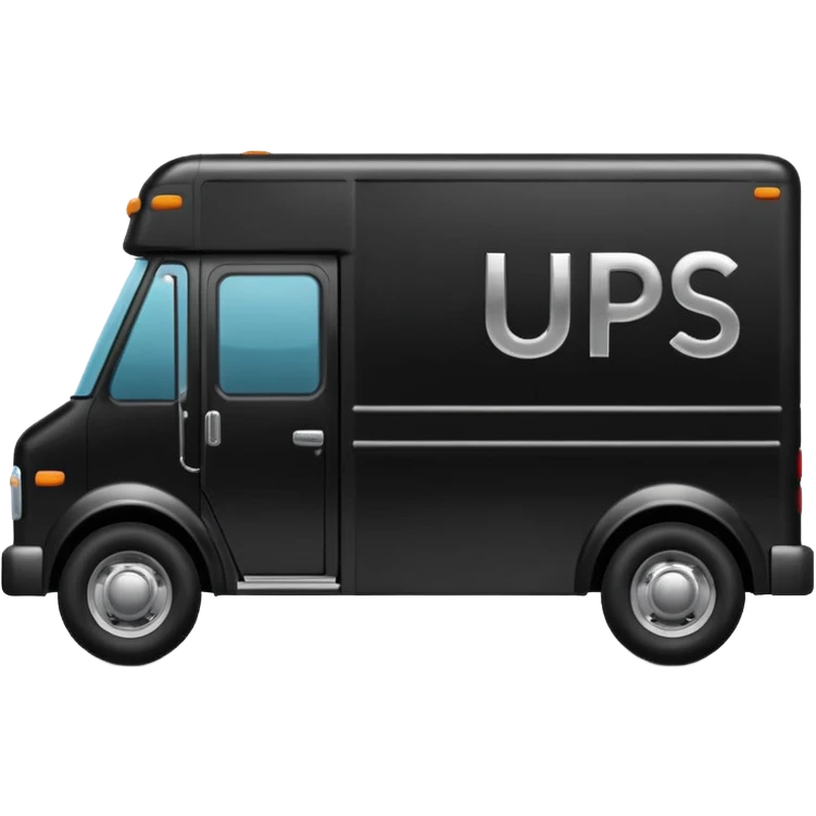 Black delivery truck with the letters u p s on the side emoji