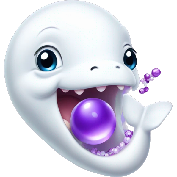 baby beluga biting a purple pearl emoji