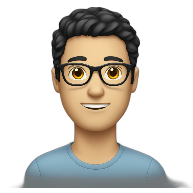 White guy with glasses with black hair emoji