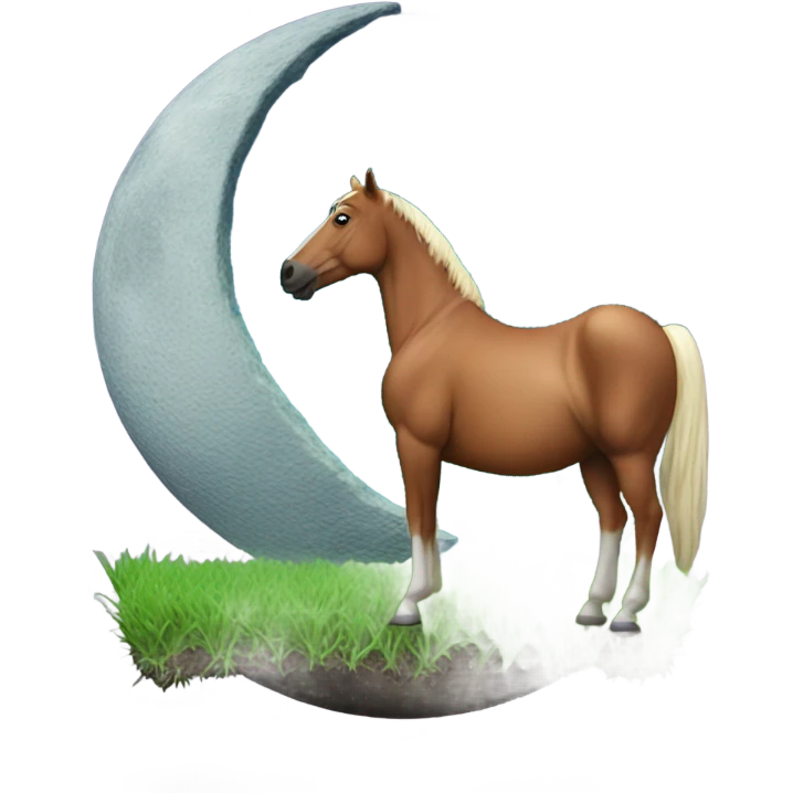 Horse eating grass on the moon emoji