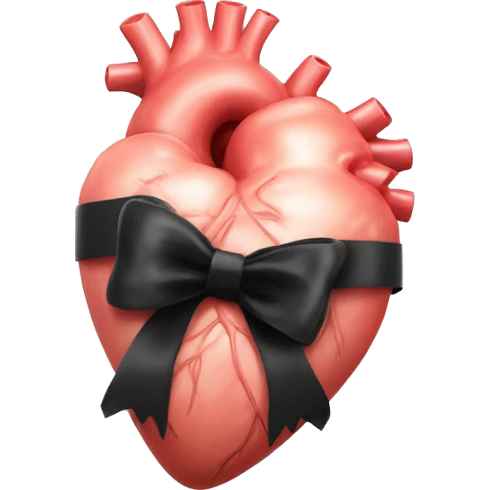real human heart with black ribbon bow emoji