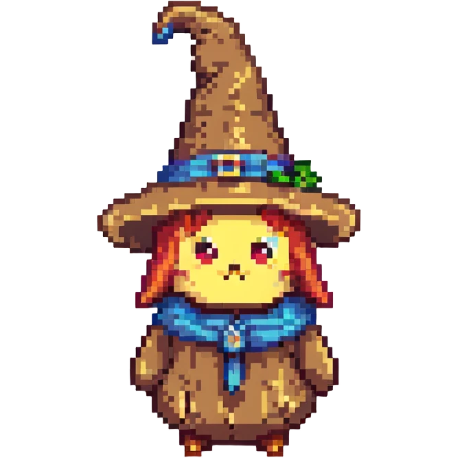 wizard bean with a pointy hat pixel art emoji