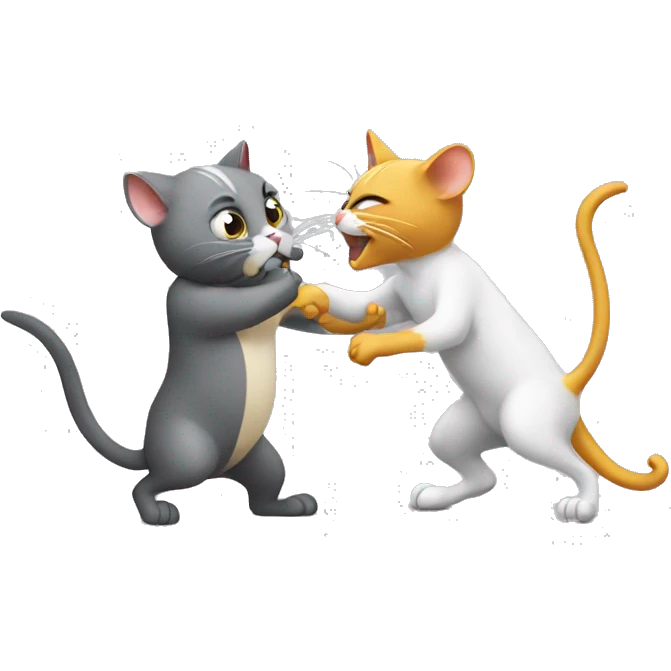 Cat and mouse fighting  emoji