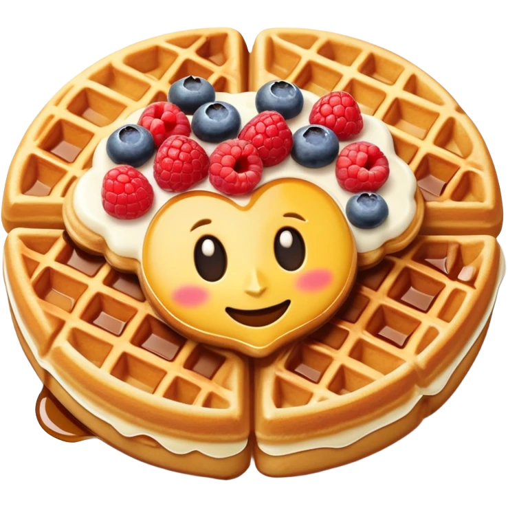 Belgian waffle with toppings in emoji style emoji
