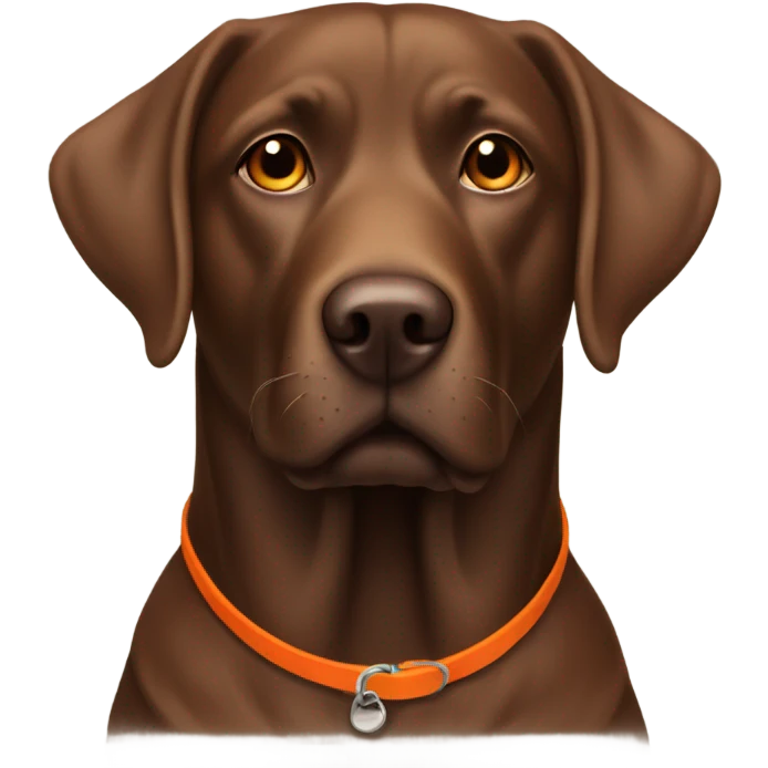 Brown lab dog with a orange collar emoji