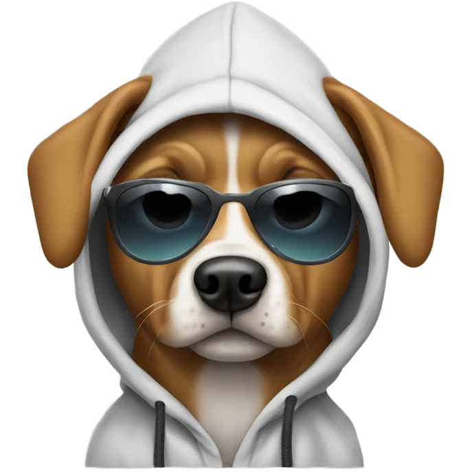 Dog wearing sunglasses and a hoodie emoji