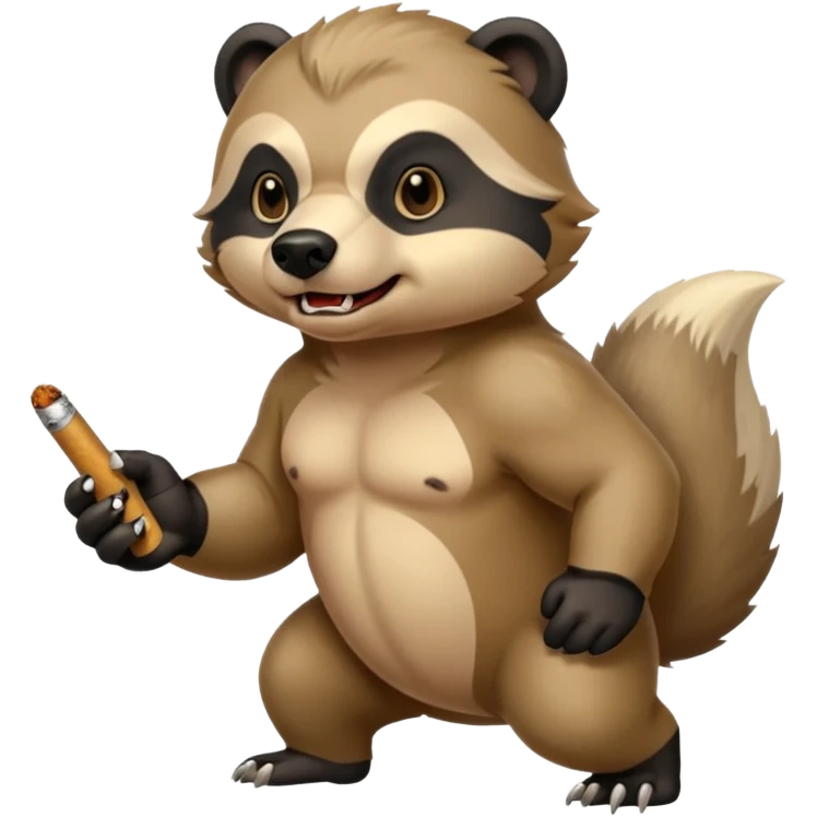 honey badger smoking a cigarette chasing a bear emoji