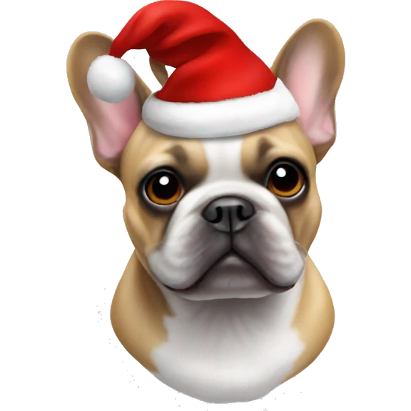 French bulldog wear santa hat  emoji