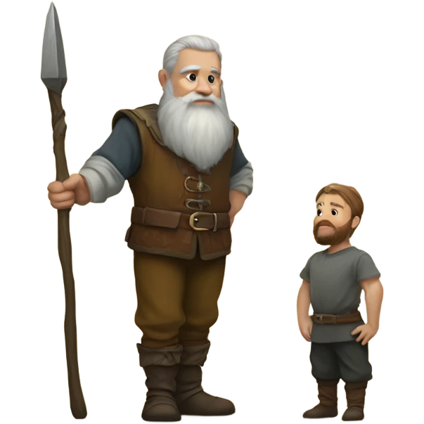 dwarf man standing next to tall ma emoji