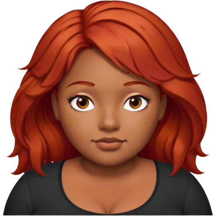 Plus size red hair brown face small eyes emoji