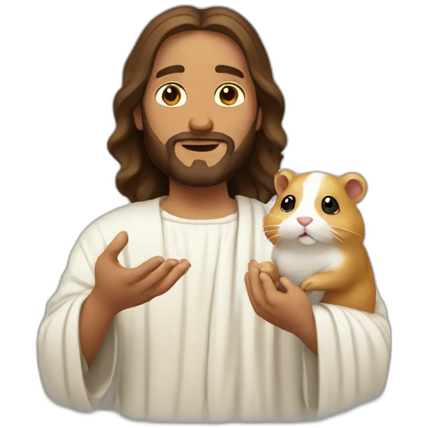 jesus holding a hamster emoji