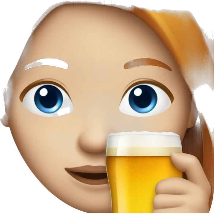 Ginger straight hair and blue eyes woman drinking beer emoji