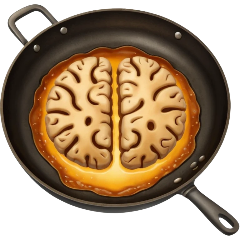 Brain in a frying pan emoji