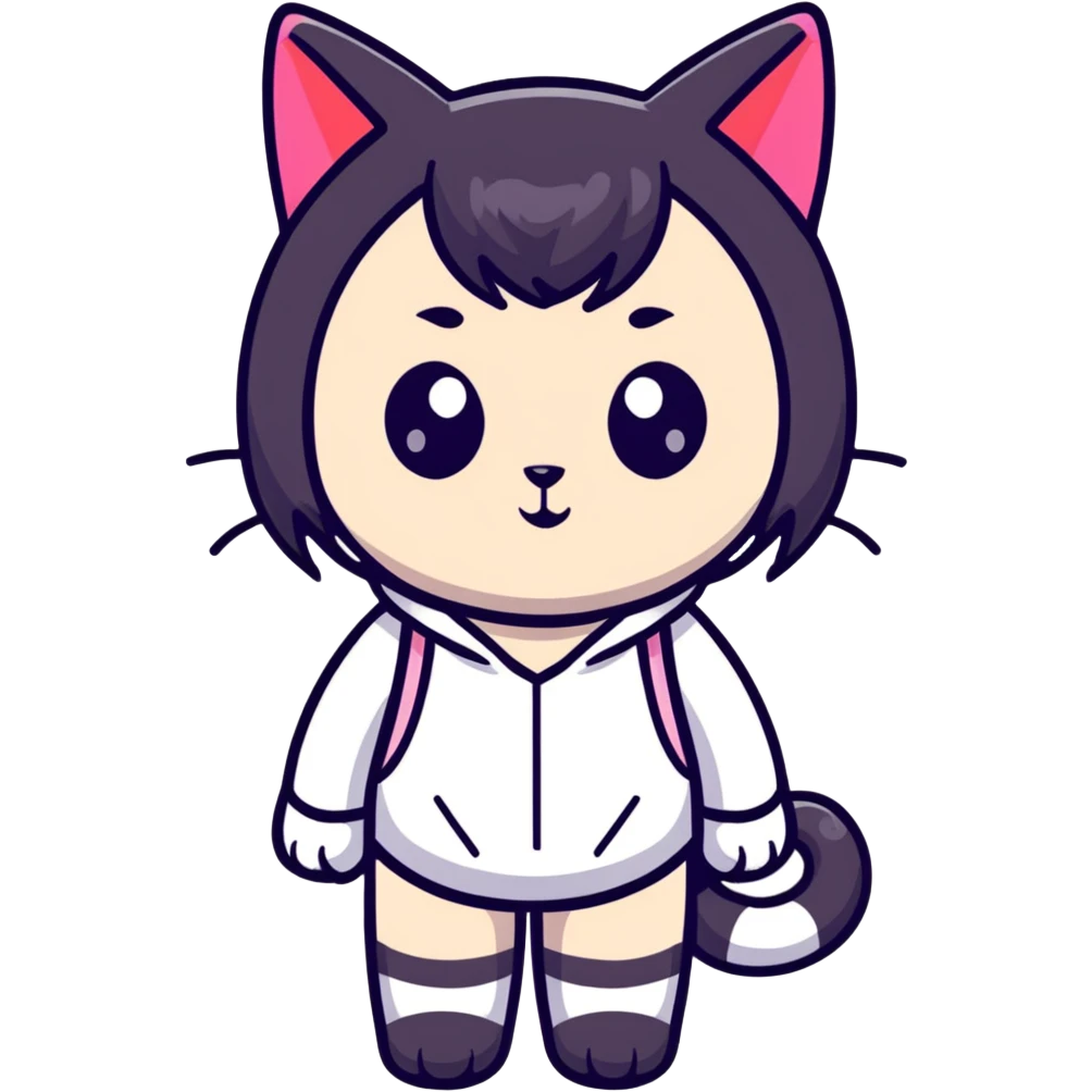 catgirl with big eyes and cat ears, anime inspired emoji