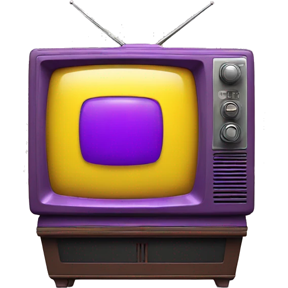 purple retro TV with yellow screen emoji