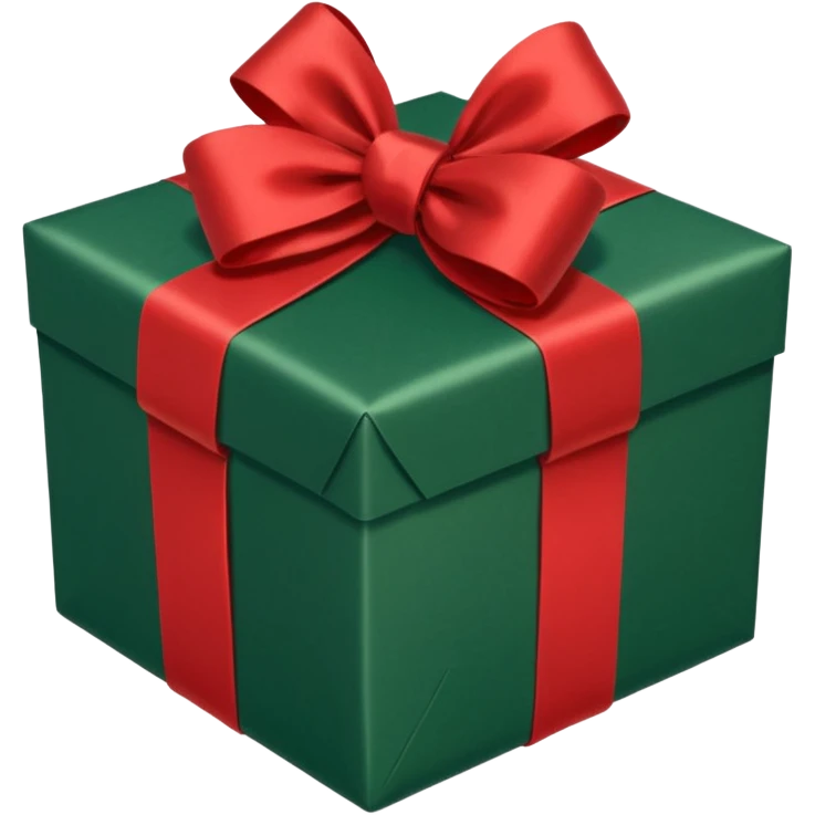 christmas gift with hunter green color and red bow emoji
