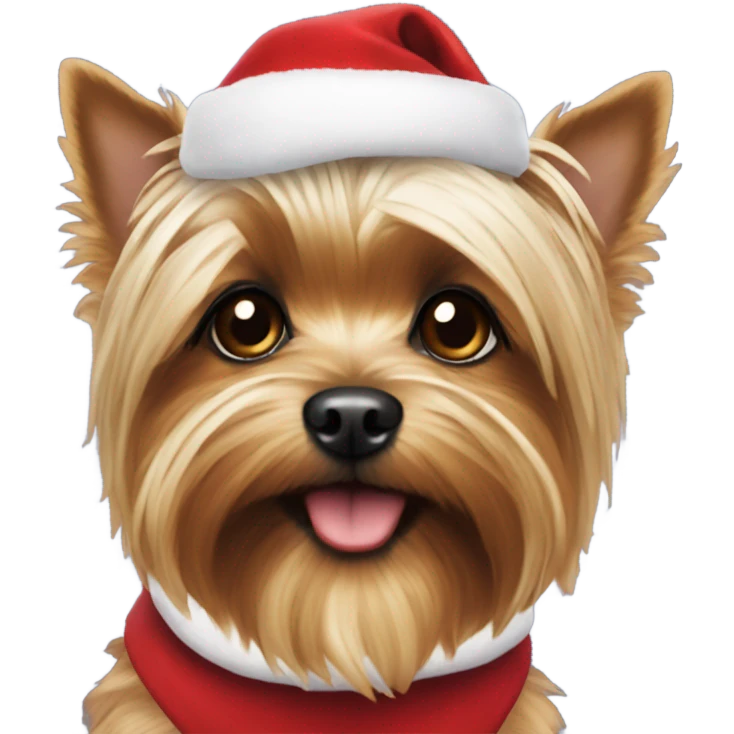 Yorkie dressed like Santa emoji