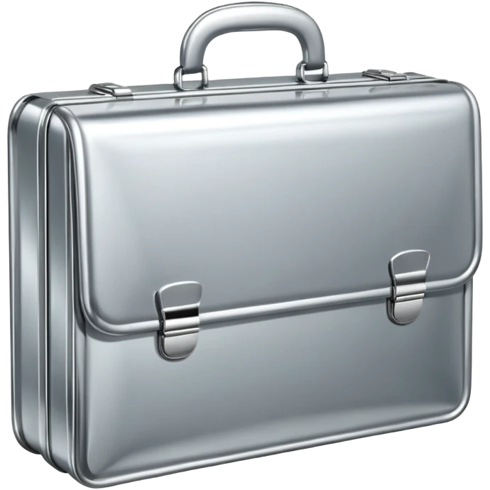A luxury briefcase emoji made of polished silver chrome, smooth rectangular shape, metallic reflections, minimal high-end design, swag business aesthetic, iOS emoji style, centered, clean white background
 emoji