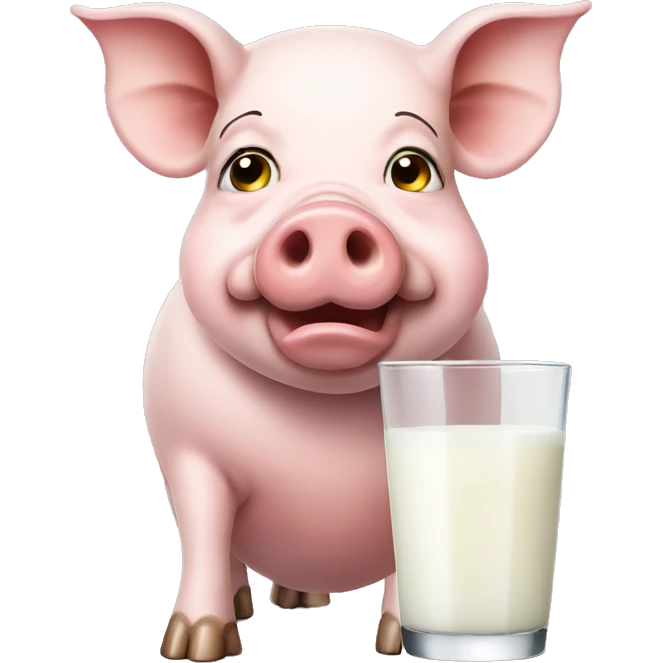 Pig with a glass of milk  emoji
