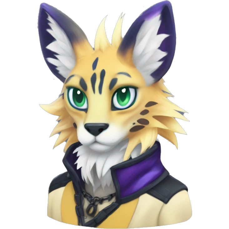 Epic Edgy Colorful ethereal eldritch Sergal-Serval-Vernid full body emoji