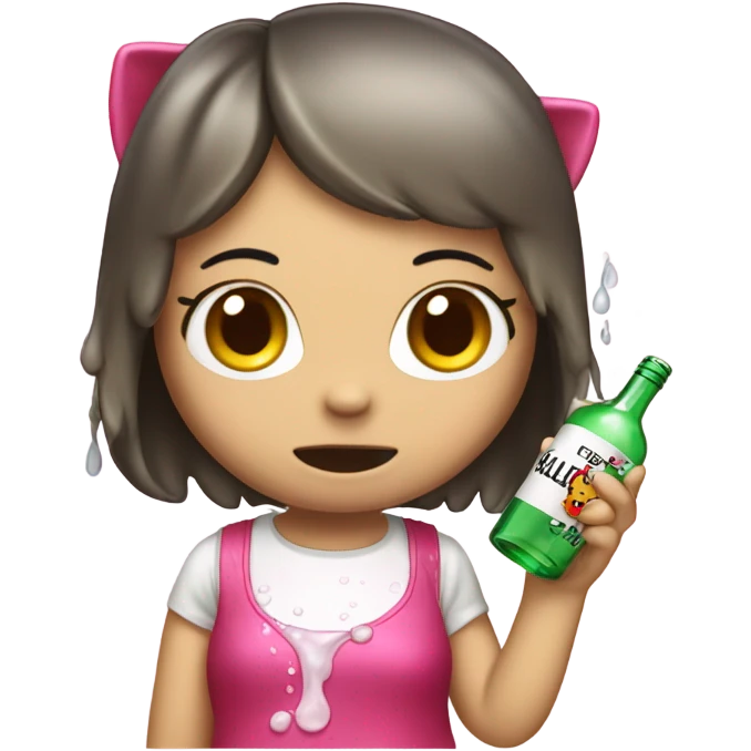 Hello kitty sobbing tears with alcohol hello kitty emoji