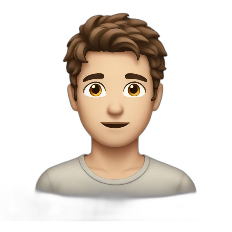 Attractive boy with brown hair and brown eyes emoji