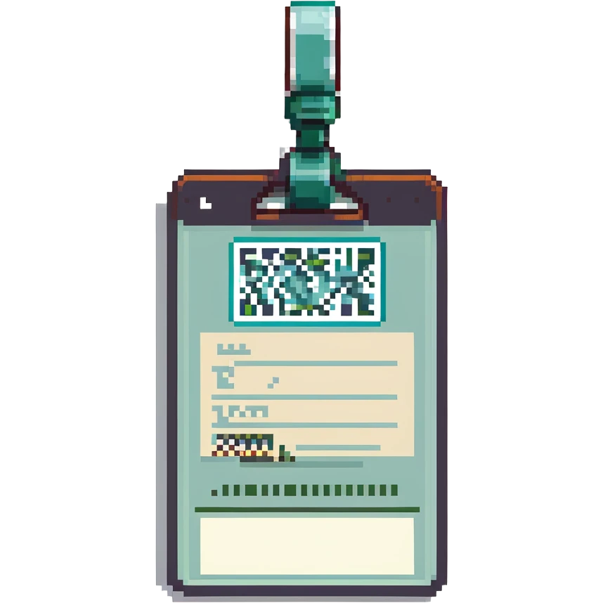 Pixel-style ID card with a microchip or barcode. emoji