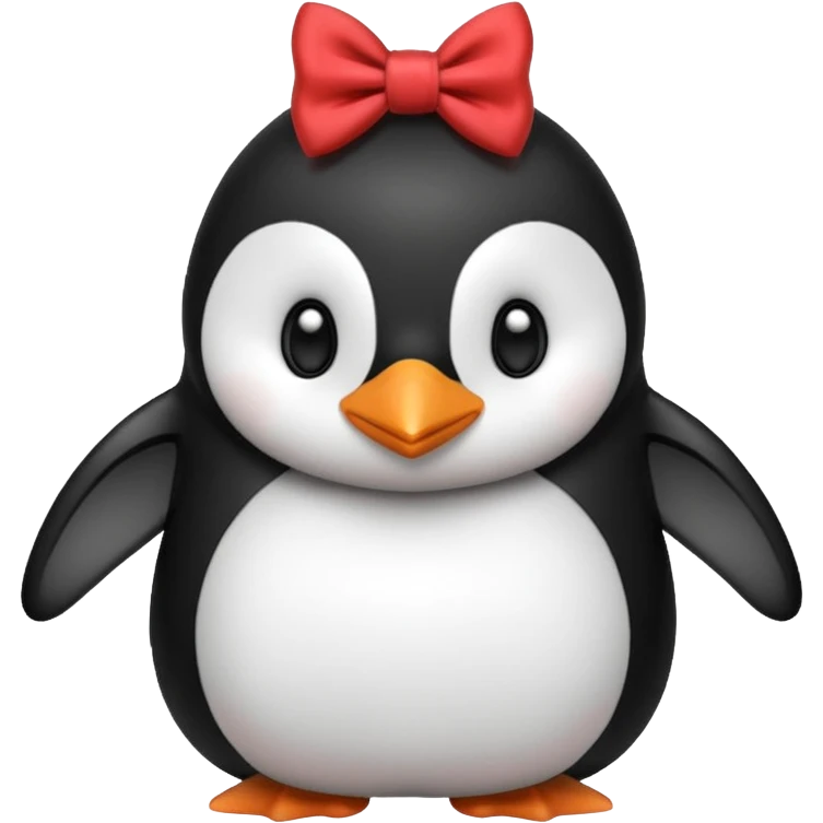 A penguin with a bow next to his head emoji