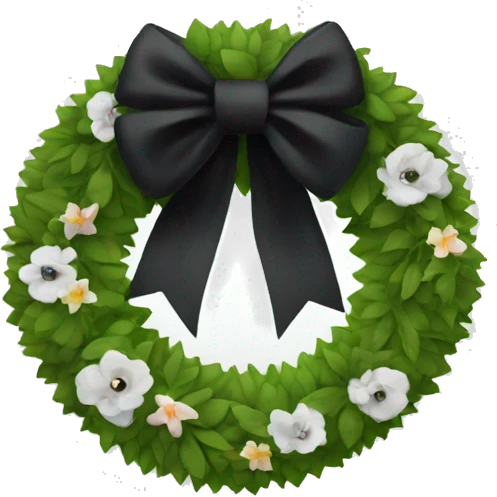 Funeral wreath with black bow emoji