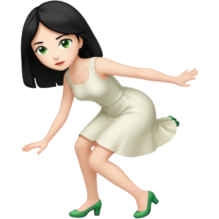 King, black Hair, blue eyes, whole body, Woman, bending knees, blonde, green eyes, White Dress, emoji