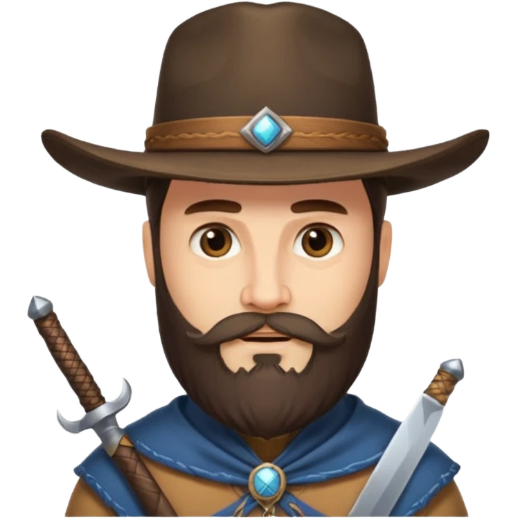 a western earl with full beard, wearing hat, having blade emoji