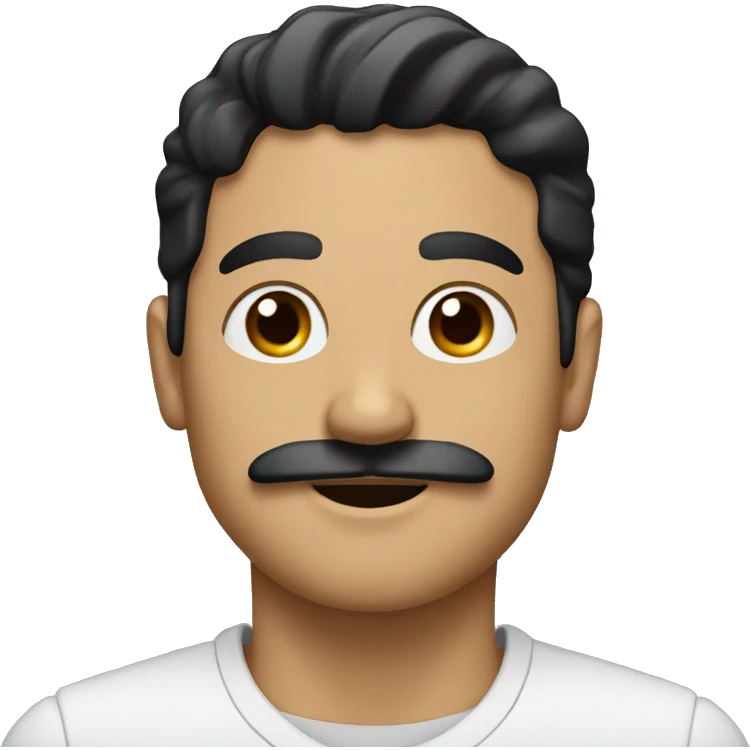 A man with a small mustache and black hair slides right emoji