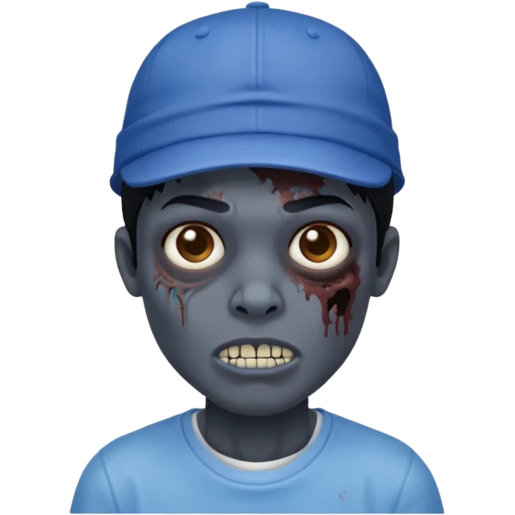 zombiede cabelo preto e boné azul emoji