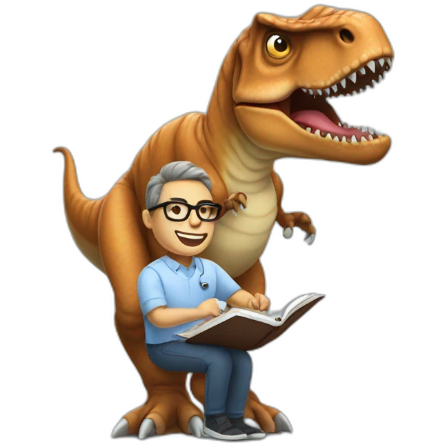 a tyrannosaurus rex therapist holding a notebook wearing glasses emoji
