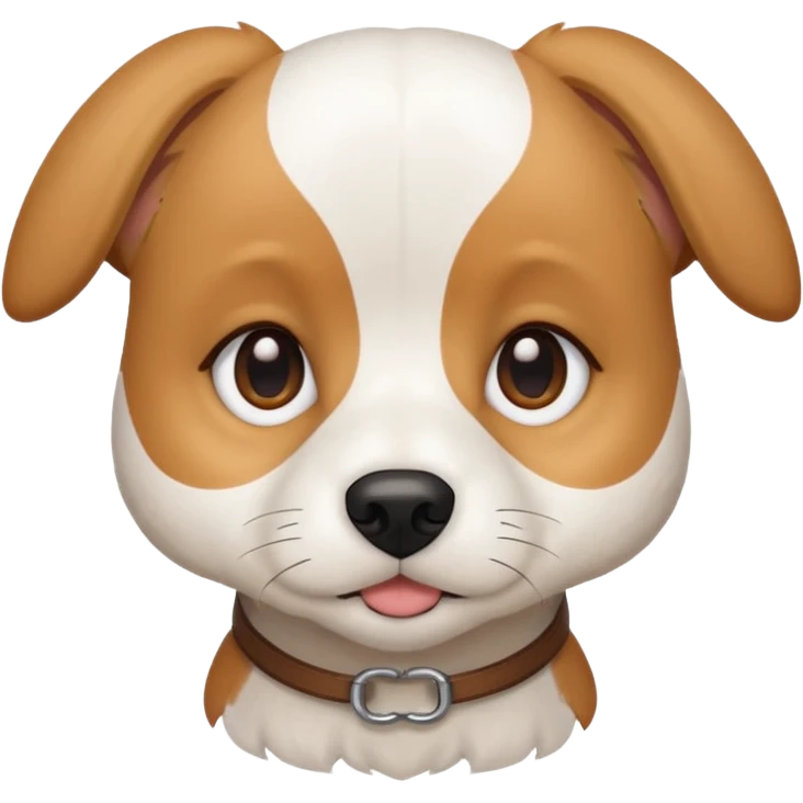 a white beagle x maltese x chi dog the size of a kelpie with light brown ears and a light brown patch on one eye emoji