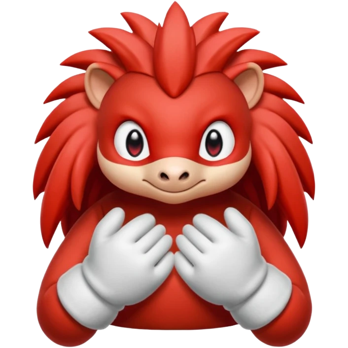 knuckles a red animal with peach arms and white mittens that have no fingers , he’s a echidna with red eyes emoji