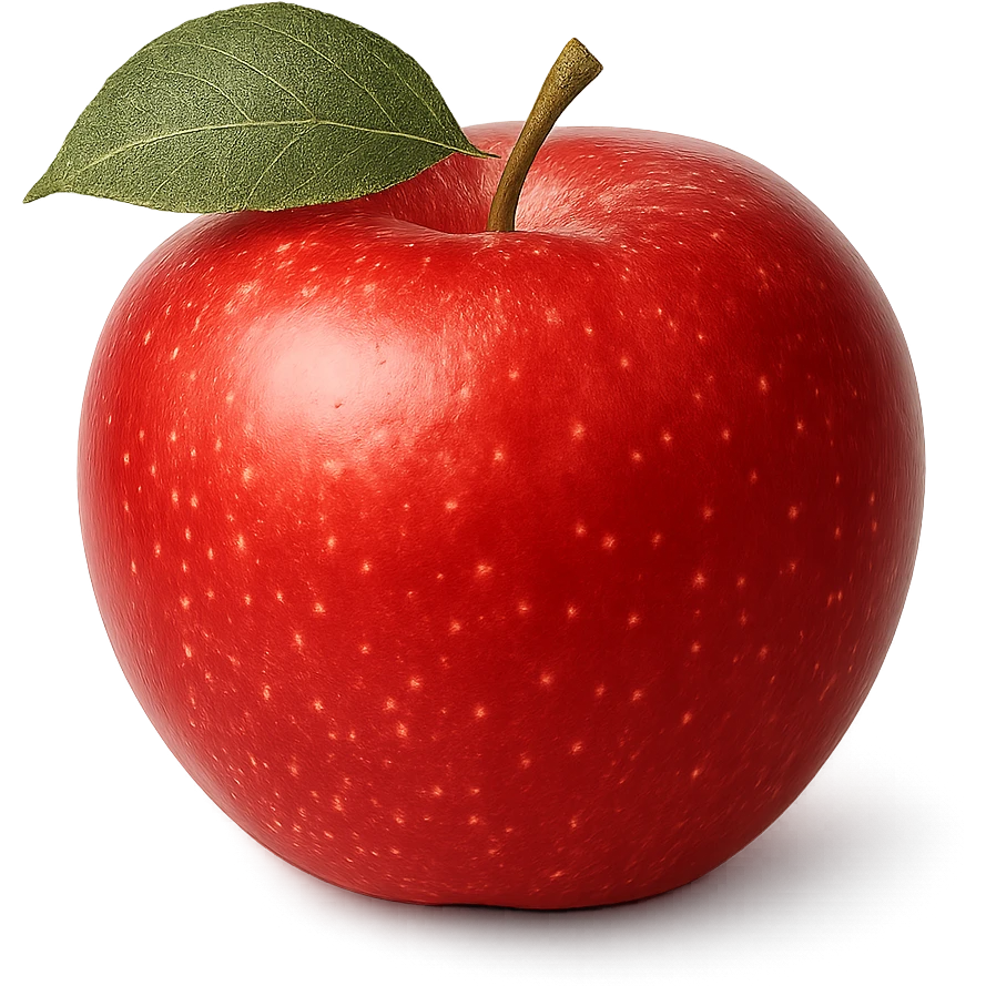 realistic red apple with a leaf, no background emoji