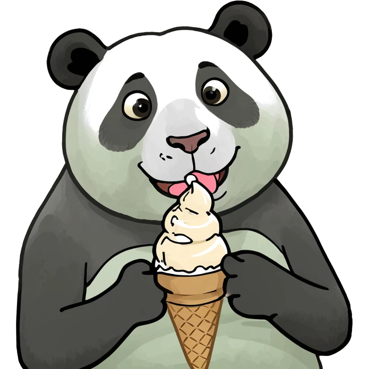 Panda eating ice cream emoji