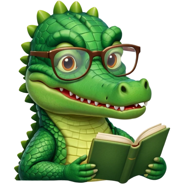 kitap okuyan timsah emoji