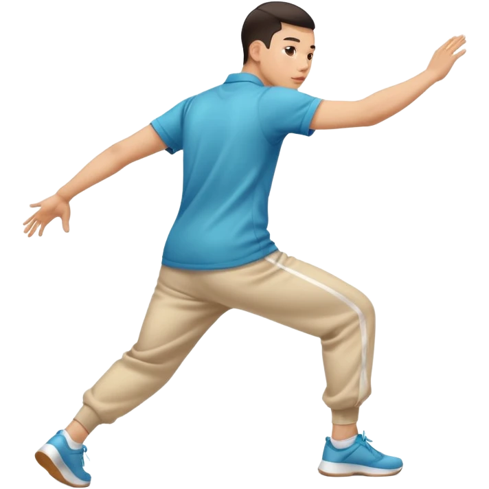 Chinese man twerking from behind angle in motion with motion blur to show he’s actively twerking his booty emoji