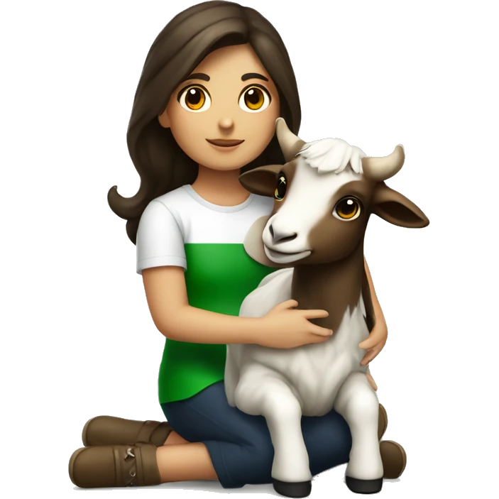 Italian brunette girl sitting on a goat with italian flag in hand emoji