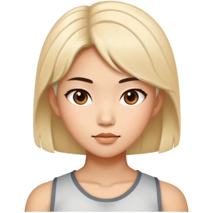 Strong Asian girl with hair high light emoji