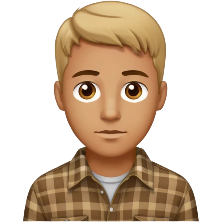 Short hair Dark blond man with hazel eyes in a plaid shirt half body emoji