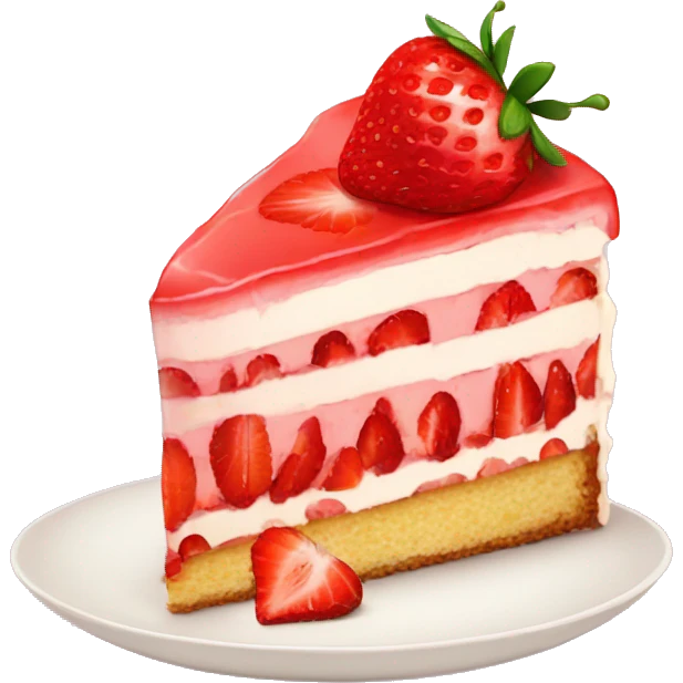 high quality slice of strawberry cake with no dish emoji