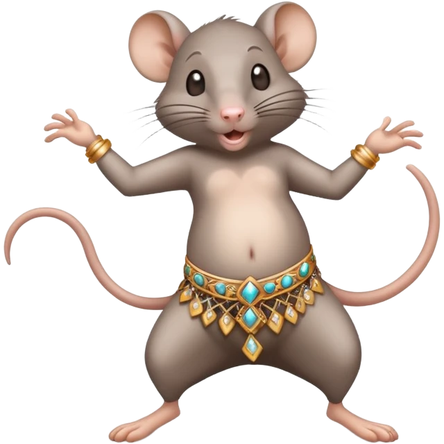 A gray rat belly dancing  emoji