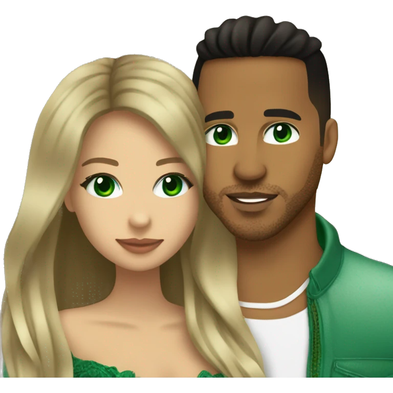 kiss-kiss romeo santos and girl green eyes and very long dark blond hair emoji