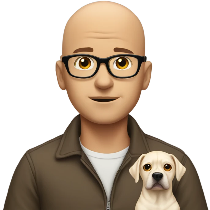 bald meme boys in glasses with dog staring at him emoji